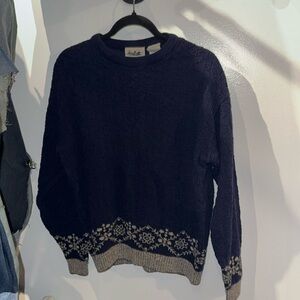 Vintage snowflake blue knit women’s medium long sleeve sweater​